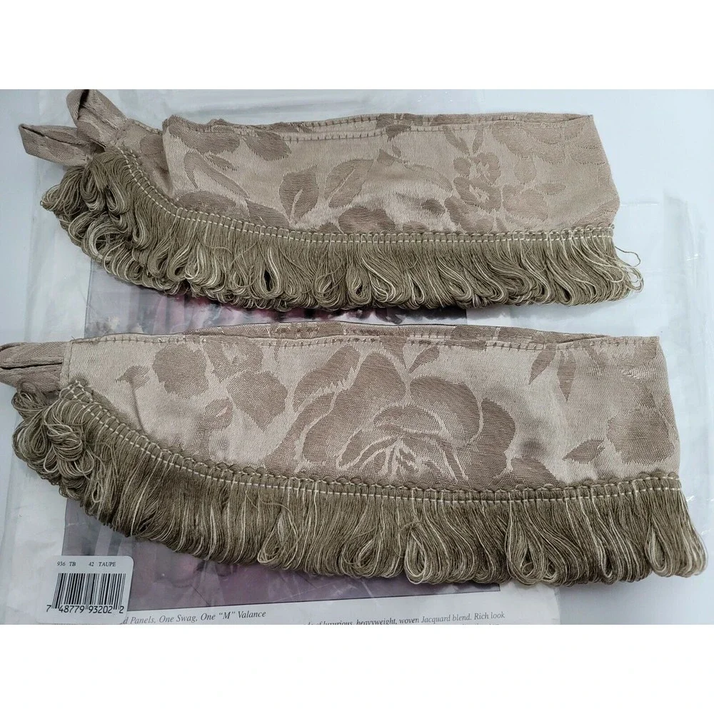 Brussels Taupe Fabric DRAPERY Tie Backs (2) NEW 4